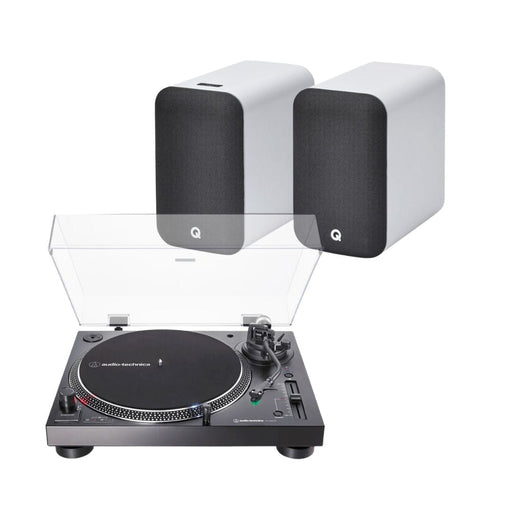 Q Acoustics M20 Active Bookshelf Speakers + Audio Technica AT-LP120XBT-USB Bluetooth Turntable Q Acoustics White 