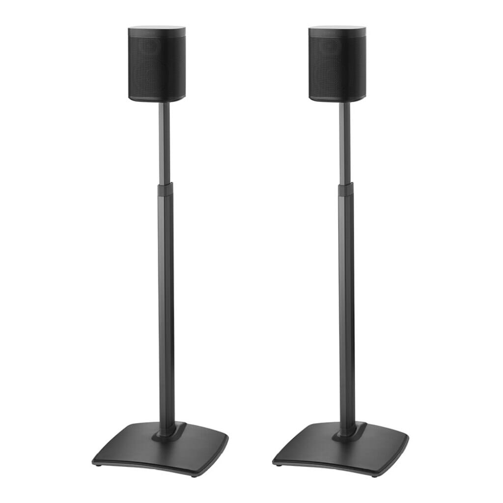 SANUS WSSA2 Adjustable Height Wireless Speaker Stand, designed for Sonos  One SL, Play:1, Play:3 - Pair - Black